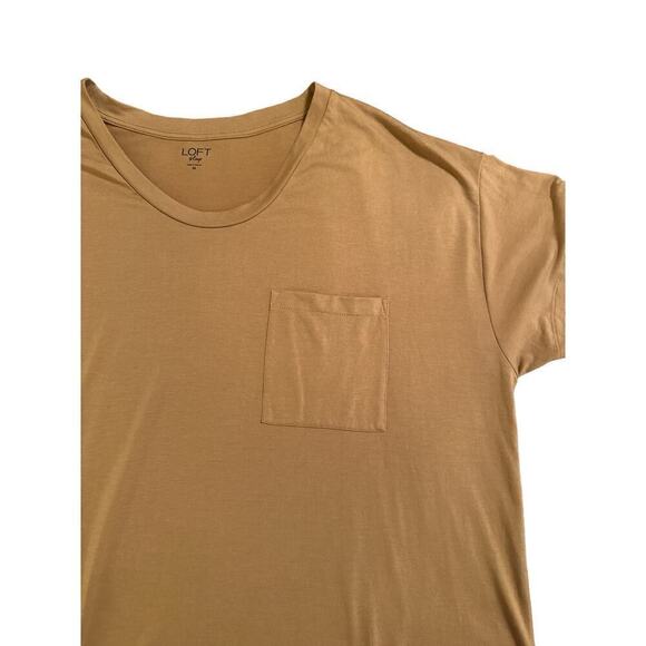 Ann Taylor LOFT Women's Sleep Short Sleeve High-Low Hem Pajama Top Size M Tan - Picture 4 of 7